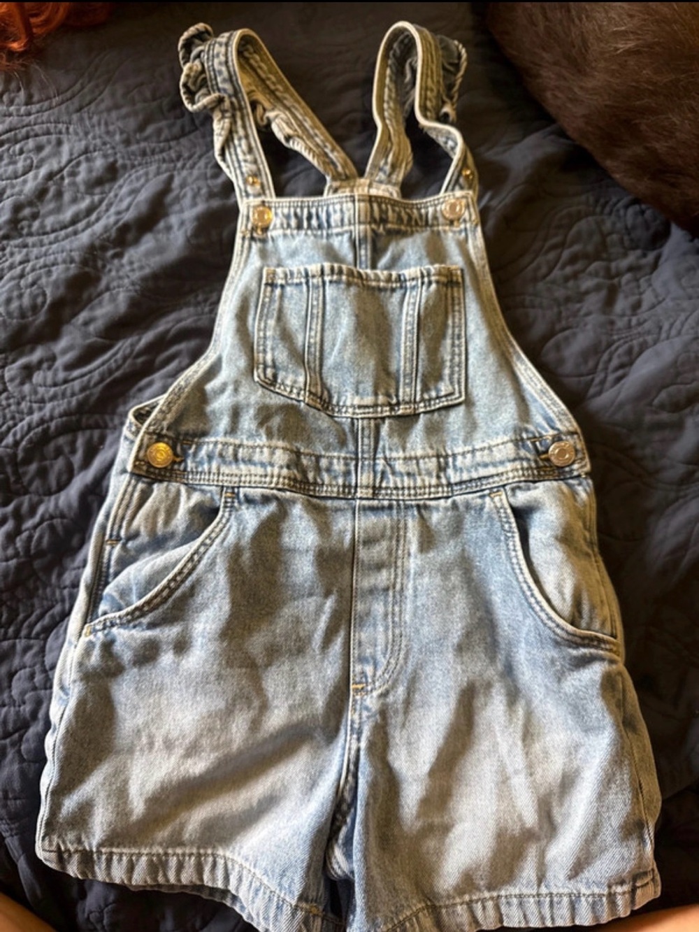 H&M Light Blue Denim Short Overalls for Kids